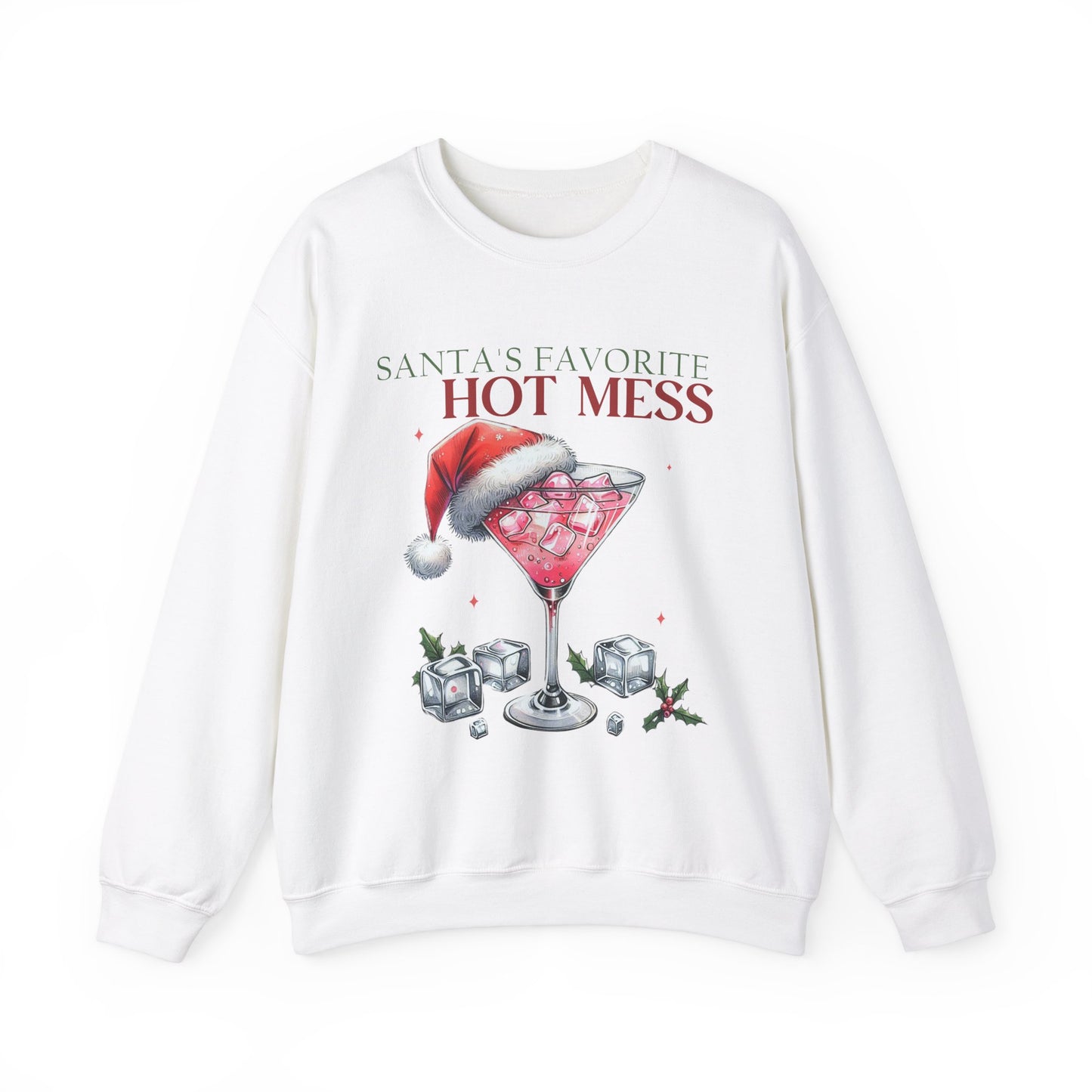 Santa's Favorite Hot Mess Crewneck Sweatshirt | Festive Holiday Apparel