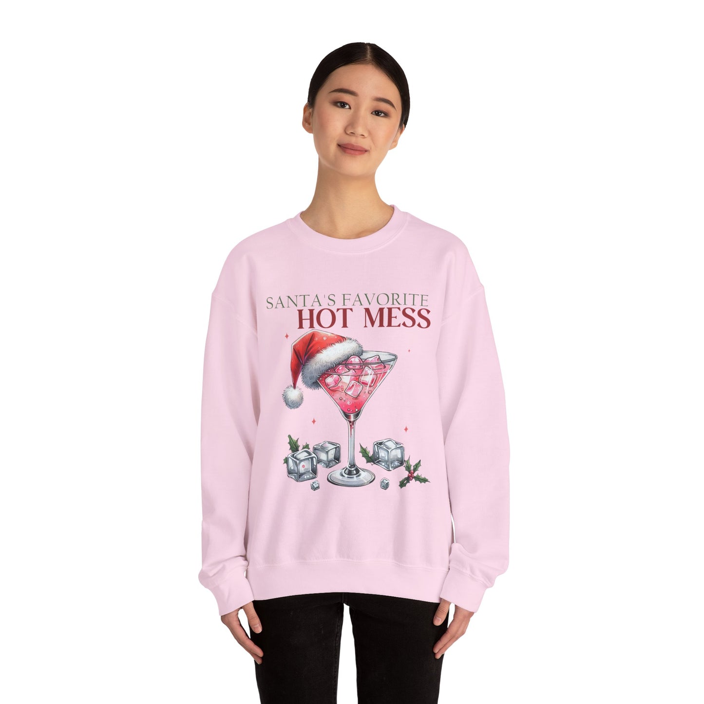 Santa's Favorite Hot Mess Crewneck Sweatshirt | Festive Holiday Apparel