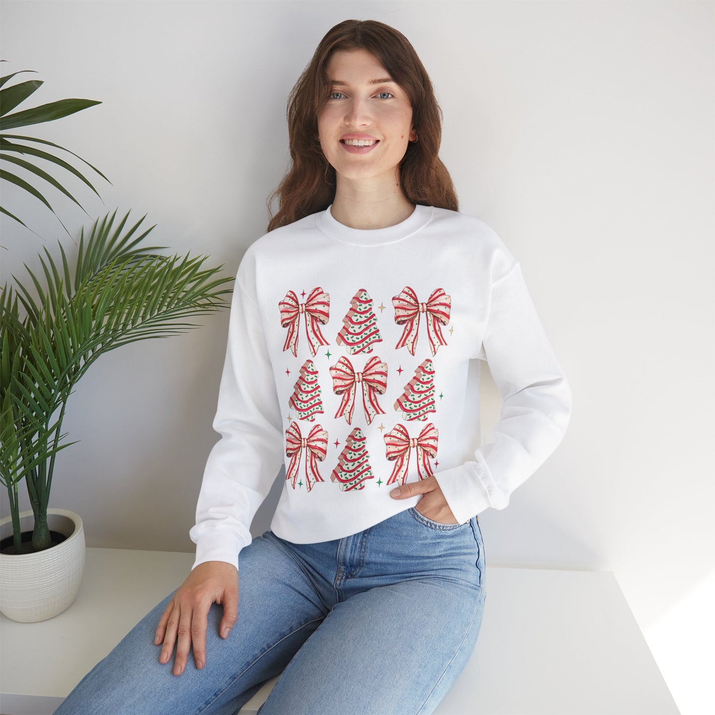 Festive Christmas Trees Crewneck Sweatshirt - Cute Holiday Design